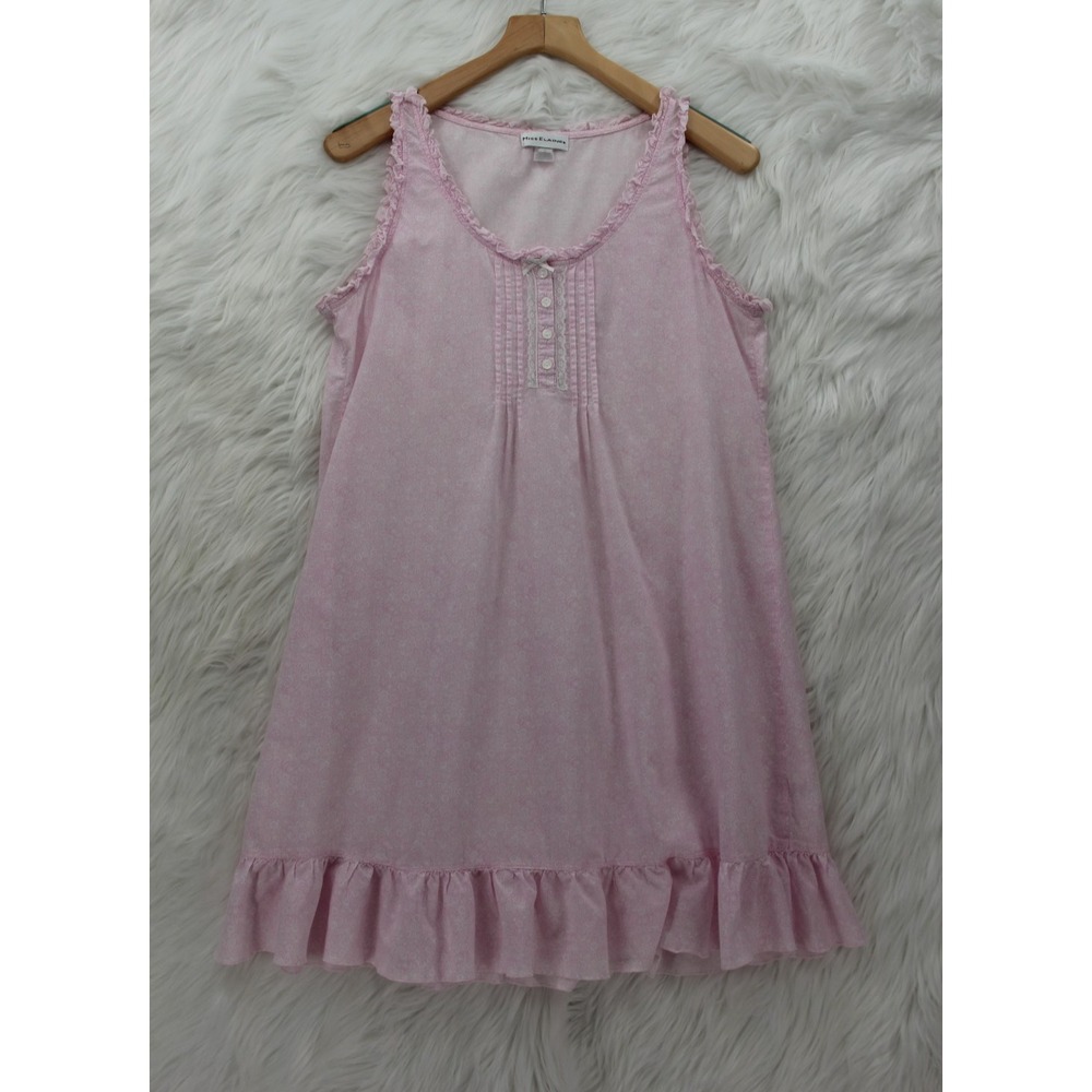 Miss Elaine Sleeveless Nightgown Pink S 100% Cotton Floral Paisley Cottagecore